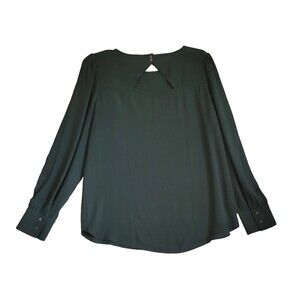 Womens Blouse size XL Forest Green Classic Office Career Preppy Back Cutout